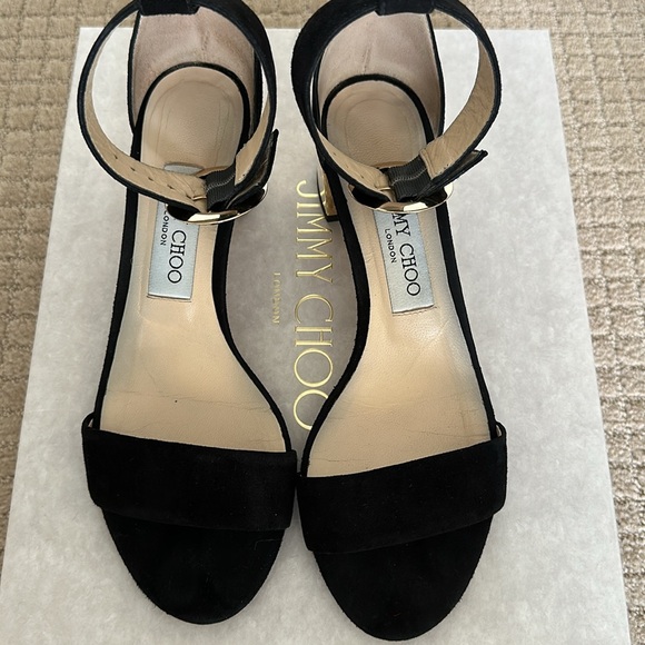 Black Suede 36.5 Jimmy Choo Jaimie 40 Sandals - Picture 2 of 6